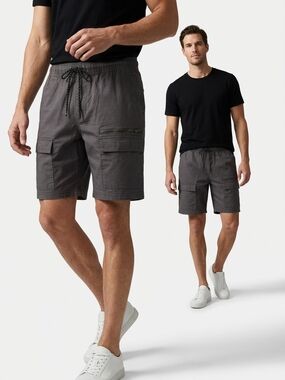 Men's Gray Cargo Drawstring Shorts